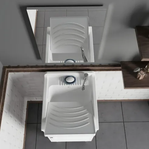 Mobile Lavatoio 45x50x85 cm con Specchio 45x60x5 cm Bianco