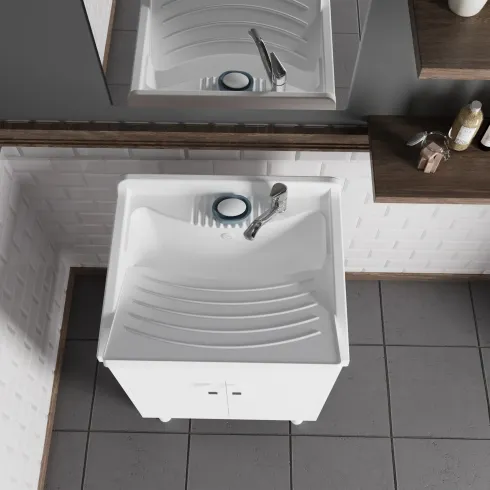 Mobile Lavatoio 2 Ante 60x50x85 cm Specchio 45x60x5 cm