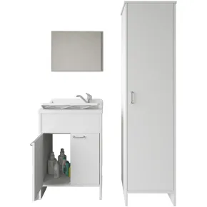 Mobile Lavatoio 2 Ante 60x50x85 con Colonna 45x50x182 e Specchio 45x60
