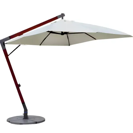 Ombrellone da Giardino 400x300 cm Legno Nyatoh Ecrù Palo Laterale