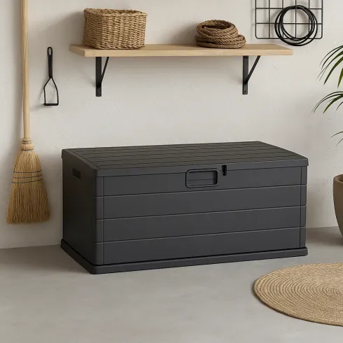 Contenitore Baule 340L 119x59x57 cm in Plastica con Maniglie Integrate
