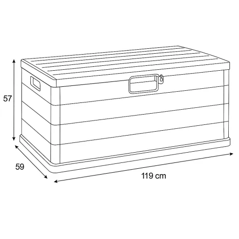 Contenitore Baule 340L 119x59x57 cm in Plastica con Maniglie Integrate