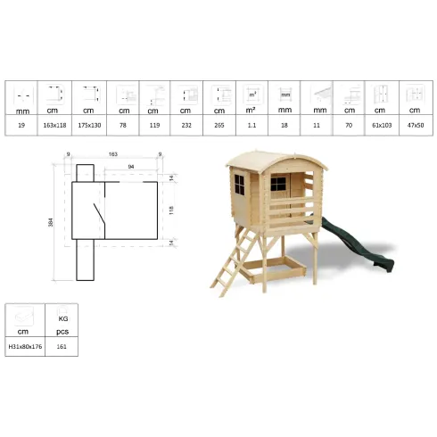 Casetta in Legno Bambini Scivolo Parco Giochi Giardino | BricoShop24