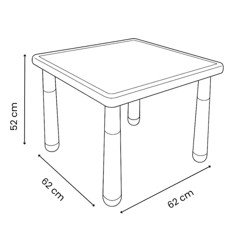 Tavolo Bambini Rosso 62x62x52 cm Altezza Regolabile Acciaio
