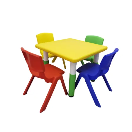 Tavolo Bambini Giallo 62x62x52 cm Altezza Regolabile Acciaio