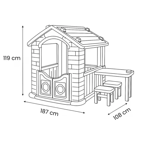 Casetta per Bambini Plastica 187x108x119 cm con Tavolo e Sedie Esterno