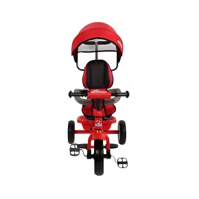 Triciclo per Bambini Rosso con Seggiolino 360° Cappottina e Manubrio 2