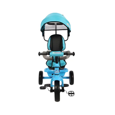 Triciclo per Bambini Azzurro 360° con Cappottina e Guida Parentale