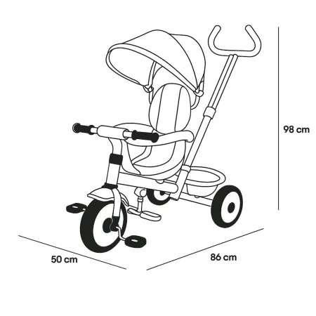 Triciclo Verde per Bambini con Maniglione Cappottina e Seduta 360°