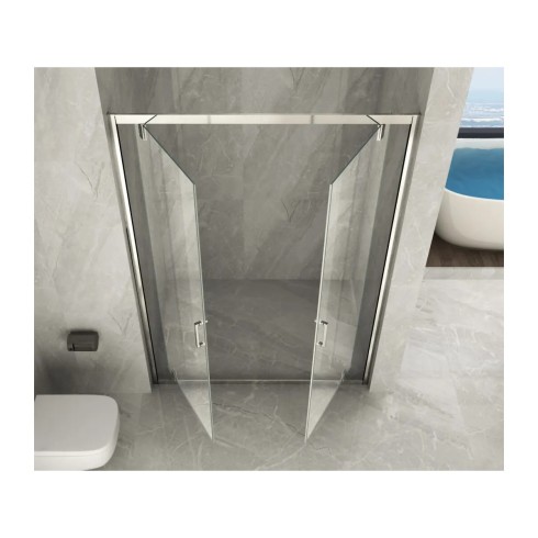 Box Doccia Nicchia 2 Ante Battente Saloon Vetro 6 mm Porta Parete in Cristallo