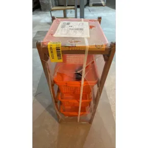 Carrello da Cucina Porta Frutta 37x30x85 cm in Legno con Ceste e Ruote 2