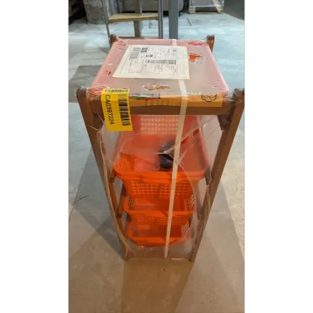 Carrello da Cucina Porta Frutta 37x30x85 cm in Legno con Ceste e Ruote