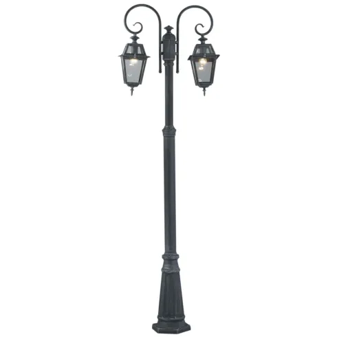 Outlet Lampione Giardino 220 cm Alluminio Grigio con Lanterna in Vetro