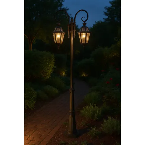 Outlet Lampione Giardino 220 cm Alluminio Grigio con Lanterna in Vetro
