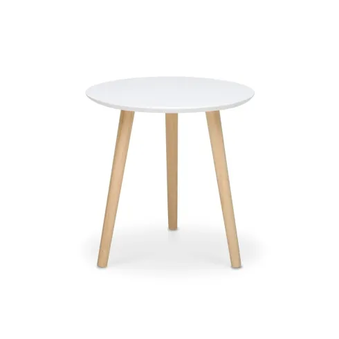 Outlet Tavolino da Caffè Rotondo Basso Bianco 40x40 cm Gambe Pino
