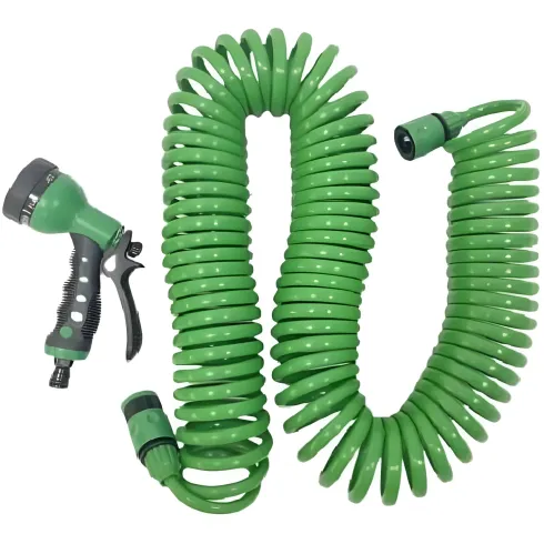 Tubo a Spirale 7,5 m con Pistola Multifunzione 7 Getti per Irrigazione