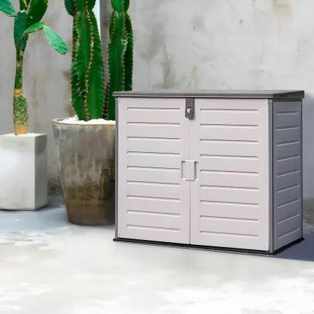 Armadio in Resina 140 cm Baule Esterno Bidoni Rifiuti Box da Giardino Balcone | BricoShop24