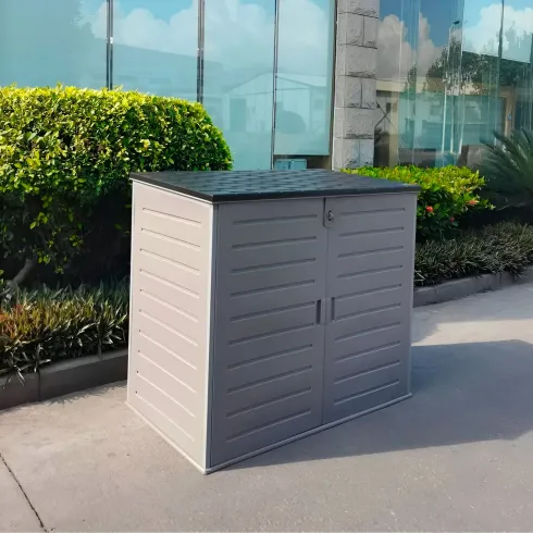 Armadio in Resina 140 cm Baule Esterno Bidoni Rifiuti Box da Giardino Balcone | BricoShop24