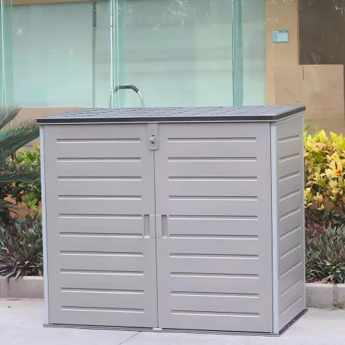 Armadio in Resina 140 cm Baule Esterno Bidoni Rifiuti Box da Giardino Balcone | BricoShop24