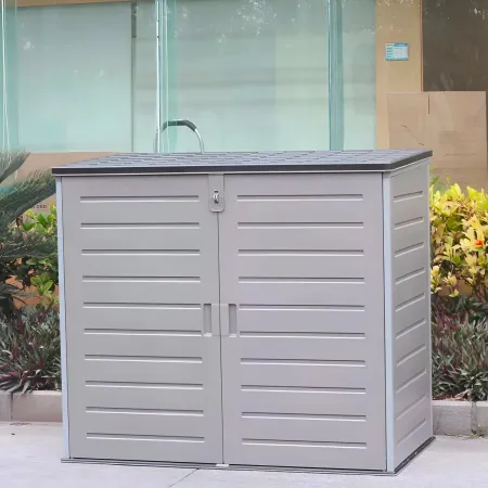 Armadio in Resina 140 cm Baule Esterno Bidoni Rifiuti Box da Giardino Balcone | BricoShop24