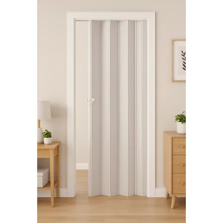 Porta a Soffietto Deluxe Bianca 85x214H cm in PVC Pannello Doppio