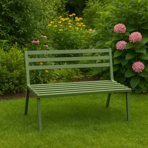 Panchina Verde per Esterno da Giardino in Acciaio 127x61x80 cm
