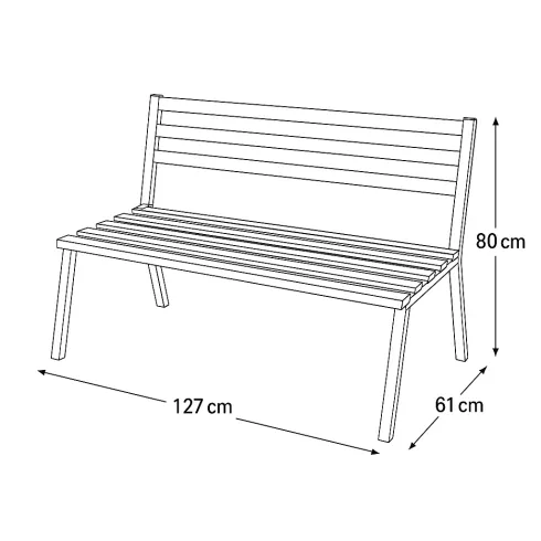Panchina Tortora per Esterno da Giardino in Acciaio 127x61x80 cm