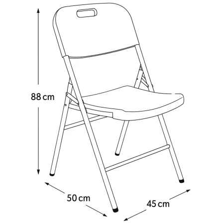 Set 4 Pezzi Sedie Pieghevoli Acciaio Plastica Bianca 45x50x88 cm