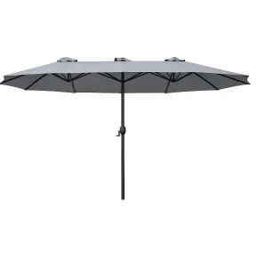 Ombrellone Trio Ovale Grigio 455x270x250 cm Acciaio e Poliestere