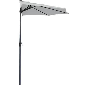 Ombrellone a Mezzaluna 270x133x230H cm Grigio da Parete Acciaio