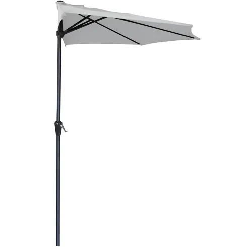 Ombrellone a Mezzaluna 270x133x230H cm Grigio da Parete Acciaio
