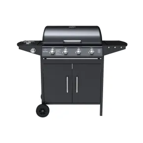 Barbecue a Gas da Esterno 122x53x97H cm 4+1 Fuochi Nero con Termometro