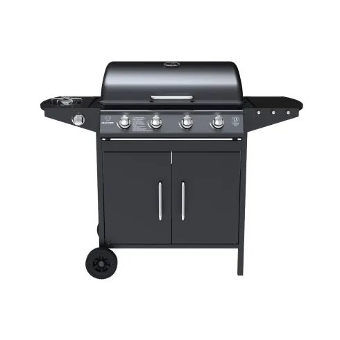Barbecue a Gas da Esterno 122x53x97H cm 4+1 Fuochi Nero con Termometro