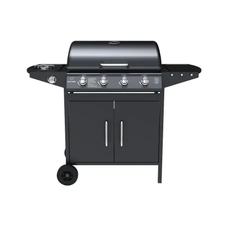 Barbecue a Gas da Esterno 122x53x97H cm 4+1 Fuochi Nero con Termometro