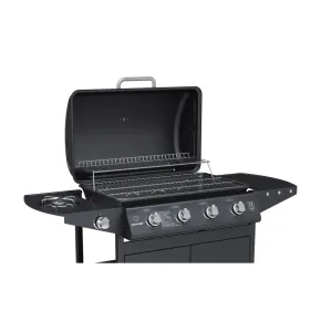 Barbecue a Gas da Esterno 122x53x97H cm 4+1 Fuochi Nero con Termometro 2