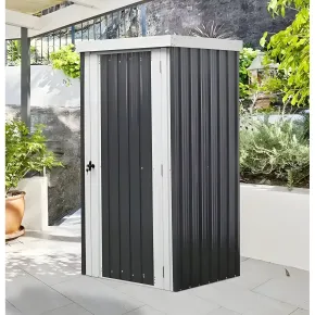 Casetta Box Giardino 98x81x180H cm Acciaio Antracite con Porta 2