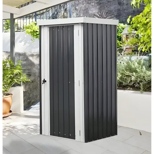 Casetta Box Giardino 98x81x180H cm Acciaio Antracite con Porta