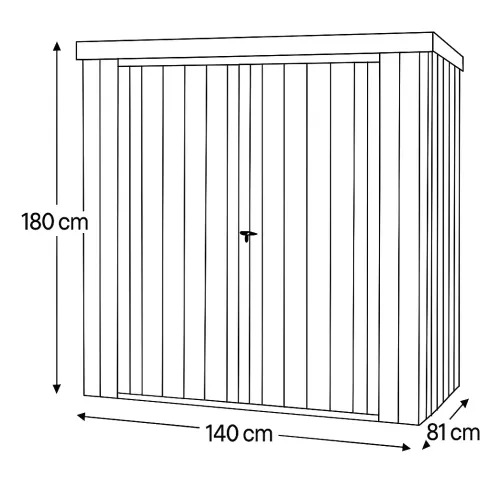 Casetta Big Box Giardino 140x81x180H cm Acciaio Antracite Doppia Porta