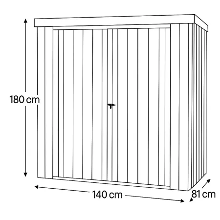Casetta Big Box Giardino 140x81x180H cm Acciaio Antracite Doppia Porta