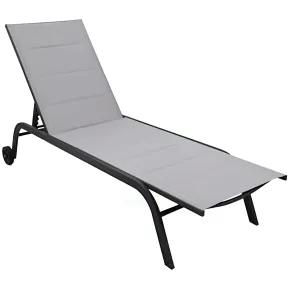 Lettino Sdraio Grigio 192x58x95H cm 5 Posizioni Textilene con Ruote
