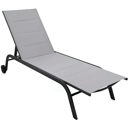 Lettino Sdraio Grigio 192x58x95H cm 5 Posizioni Textilene con Ruote