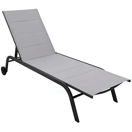 Lettino Sdraio Grigio 192x58x95H cm 5 Posizioni Textilene con Ruote