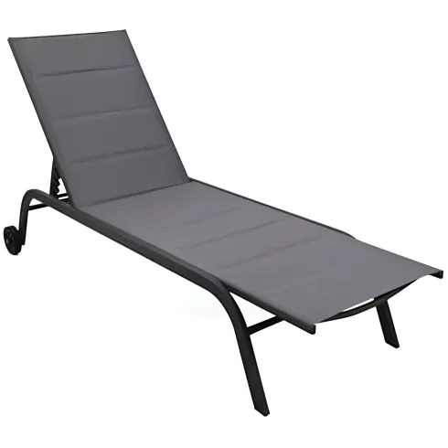 Lettino Sdraio Antracite 192x58x95H cm 5 Posizioni Textilene con Ruote