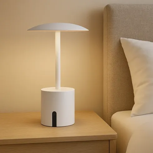 Lampada da Tavolo Ricaricabile Bianca con Regolatore di Luminosità