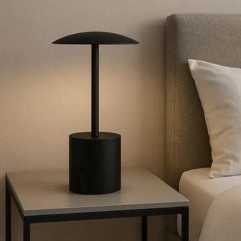 Lampada da Tavolo Ricaricabile Nera con Regolatore di Luminosità