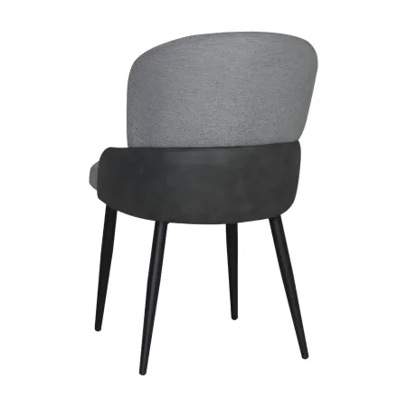Set 2 Sedie Imbottite Tessuto Grigio e Antracite Gambe Metallo Nero