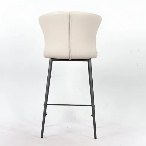 Set 2 Sgabelli Imbottiti in Ecopelle Beige in Gambe Metallo Nere