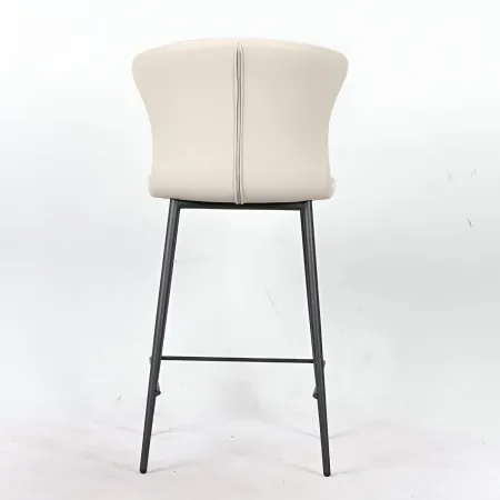 Set 2 Sgabelli Imbottiti in Ecopelle Beige in Gambe Metallo Nere