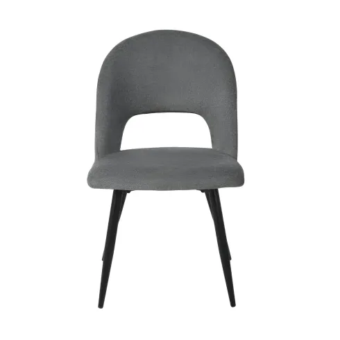 Set 2 Sedie da Interno Imbottite in Tessuto Grigio con Gambe Nere