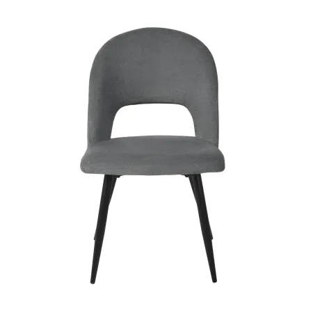 Set 2 Sedie da Interno Imbottite in Tessuto Grigio con Gambe Nere
